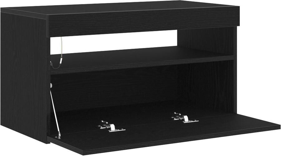 VidaXL TV-kast met LED-verlichting Zwart Eiken 75x35x40 cm Bewerkt Hout - Foto 2