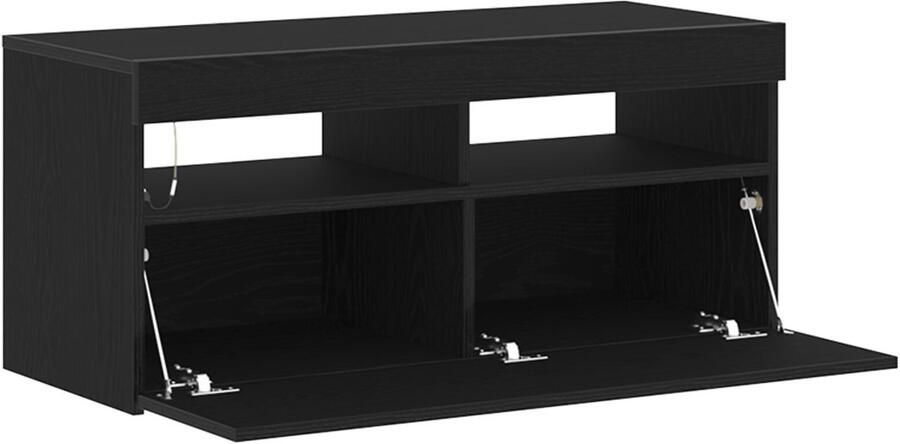 VidaXL TV-kast met LED-verlichting Zwart Eiken 90x35x40 cm Bewerkt Hout - Foto 4