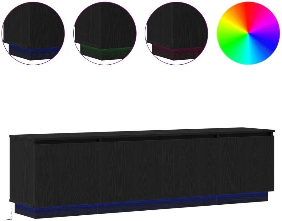 VidaXL TV-kast met LED Zwart eiken 180 x 38 x 49 cm Bewerkt hout