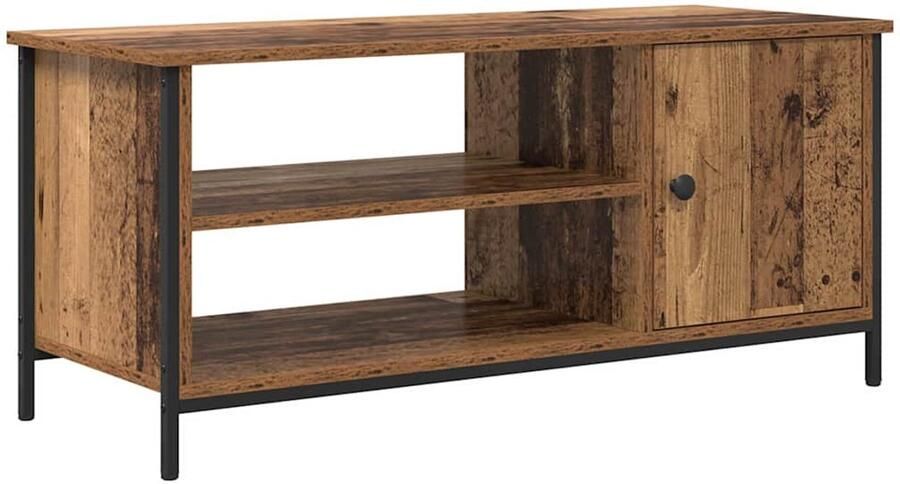 VidaXL TV Kast met plank met opslag met de deur Oud hout 100 x 40 x 45 cm Bewerkt hout