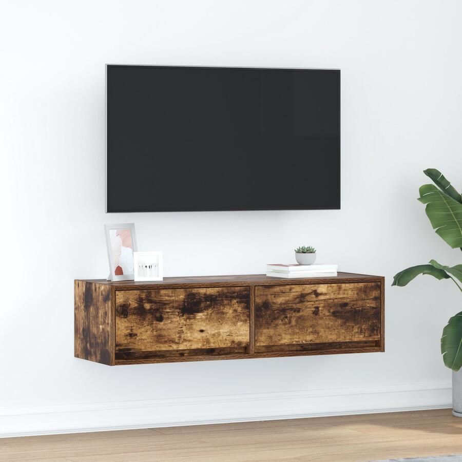 VidaXL TV Kast met lade Gerookt eiken 100 x 31 x 25 5 cm Bewerkt hout