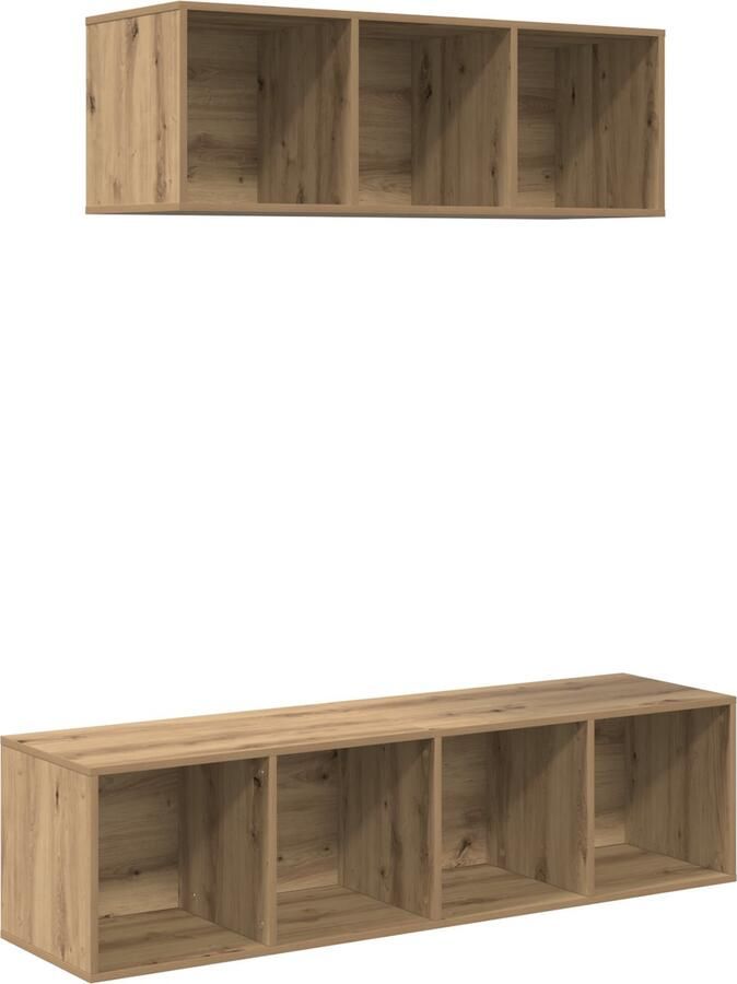 VidaXL TV Kast Set 2 pcs artisanaal eikenkleurig 37 x 37 x 142.5 cm