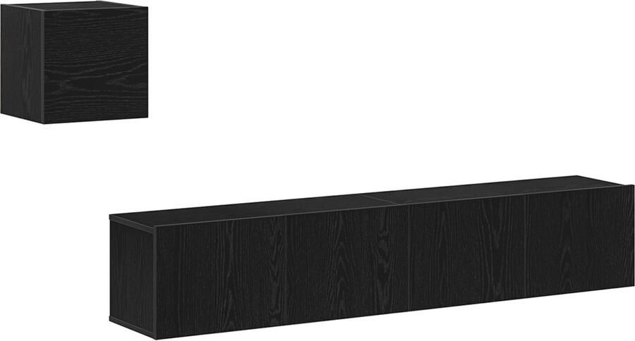 VidaXL 4-delige tv-meubel set in zwart eiken gemaakt van samengesteld hout