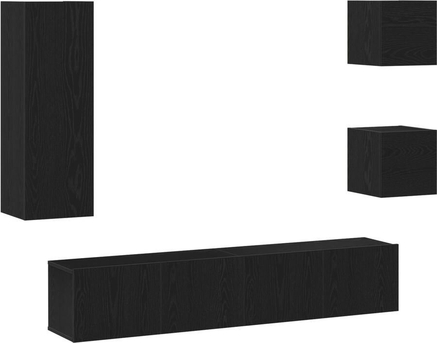 VidaXL TV-Kast Set 5 pcs Zwart eiken 160 x 30 x 30.5 cm Bewerkt hout