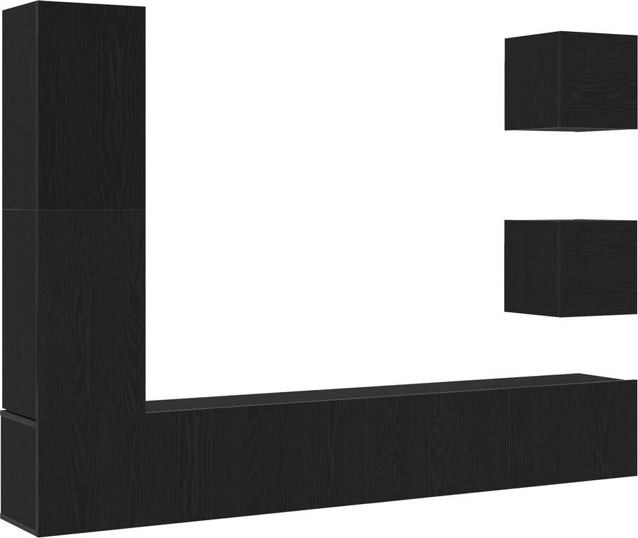 VidaXL 6-delige tv-meubelset in zwart eiken vervaardigd uit engineered wood - Foto 2
