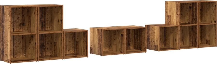 VidaXL TV Kast Set 8 pcs Oud Hout 37 x 35 x 72 cm Bewerkt hout