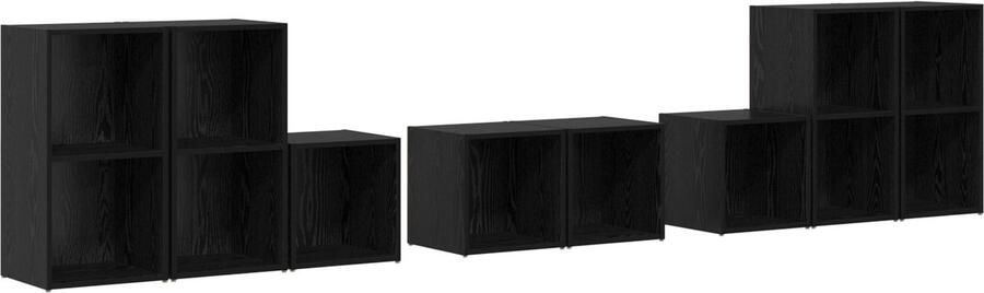 VidaXL TV Kast Set 8 pcs Zwart Eiken 37 x 35 x 72 cm Bewerkt hout