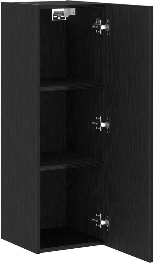 VidaXL Muurbevestigde TV-kasten Set van 2 Zwart Eiken 30 5 x 30 x 90 cm Van Geengineerd Hout - Foto 2