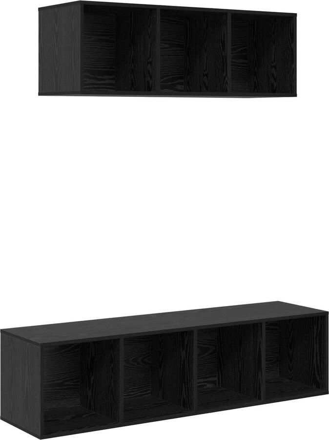 VidaXL TV Kast Set 2 pcs Zwart eiken 37 x 37 x 142.5 cm Bewerkt hout