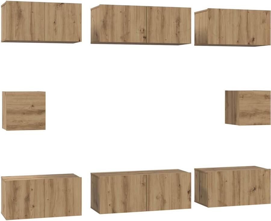 VidaXL Tv-meubelset met plank Wandgemonteerd Anders met opslag 8 pcs artisanaal eikenkleurig