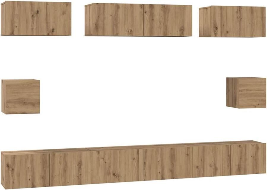 VidaXL Tv-meubelset met plank Wandgemonteerd Anders met opslag 8 pcs artisanaal eikenkleurig