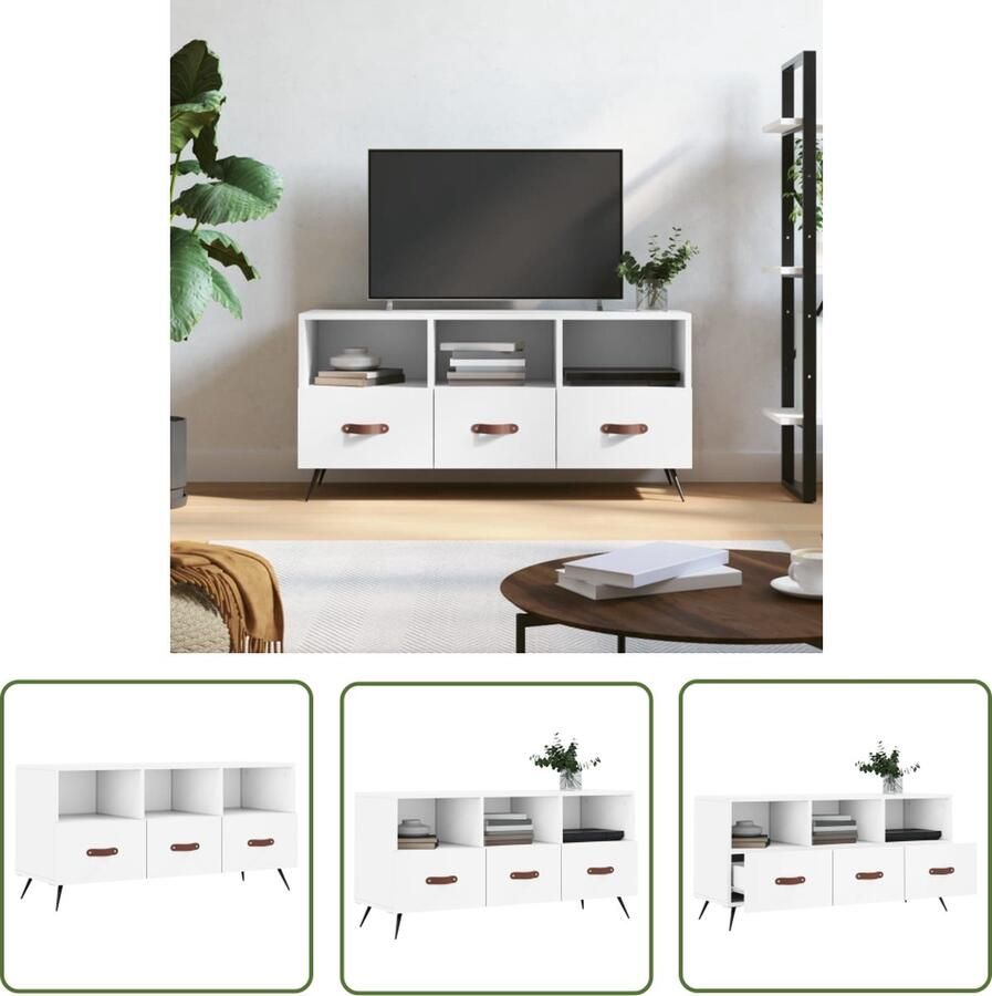 The Living Store Televisiekast 102 x 36 x 50 cm Trendy design Televisiekast Tv Kast Mediakast Salontafel Woonkamerinrichting - Foto 2