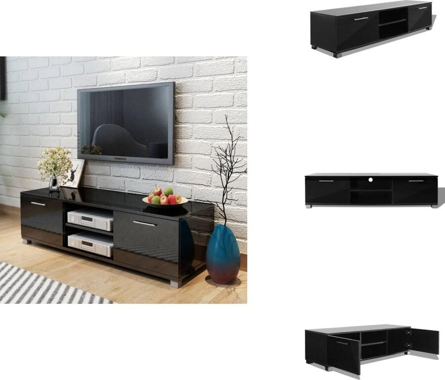 VidaXL Tv-kast Tv-kasten Hifi-kast Hifi-kasten Tv-meubel 120x40-3x34-7 cm hoogglans zwart