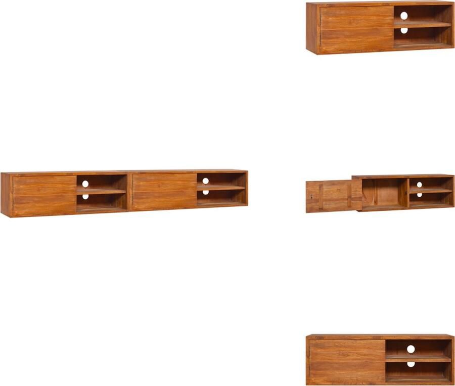VidaXL Tv-kast Tv-kasten Houten Televisiekast Houten Televisiekasten Tv-meubel wandmontage 180x30x30 cm massief teakhout