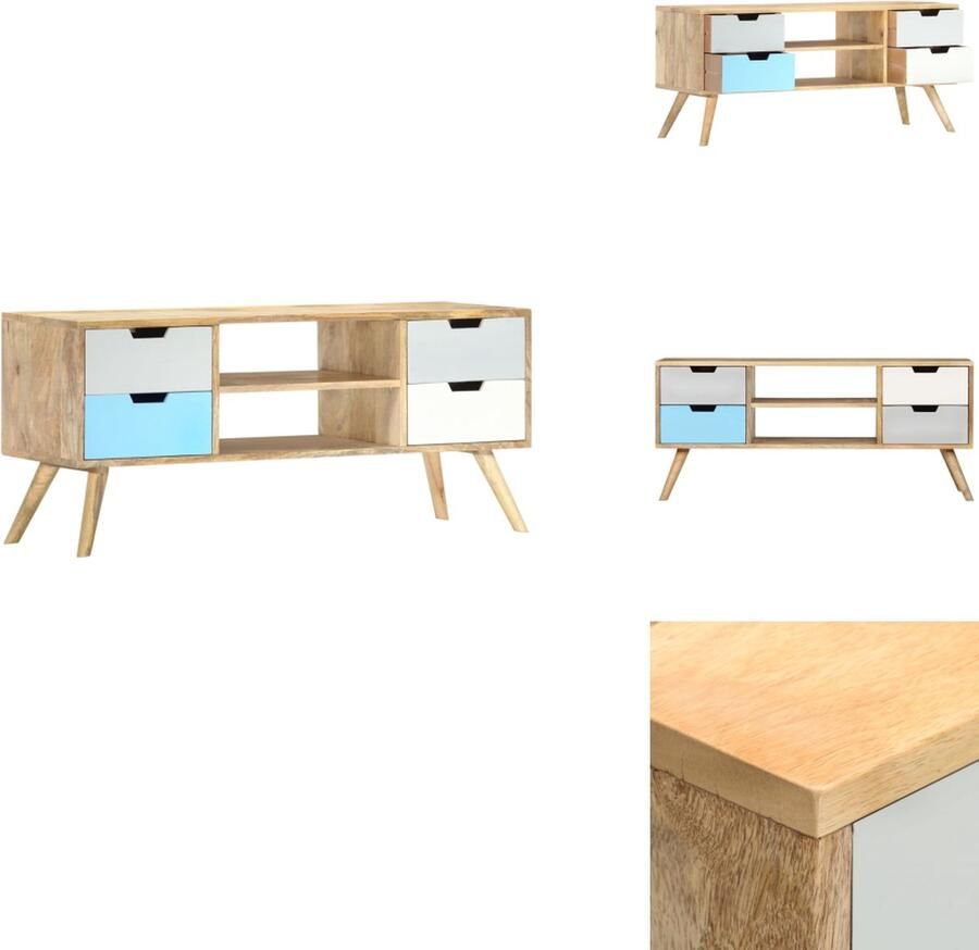 VidaXL Tv-meubel Massief Mangohout 110x35x48 cm Tv-kast Mangohout Salontafel Vintage Meubels Rustic Furniture