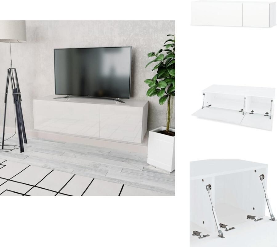 VidaXL Tv-kast Tv-kasten Kast Kasten Tv-meubel 120x40x34 cm bewerkt hout hoogglans wit