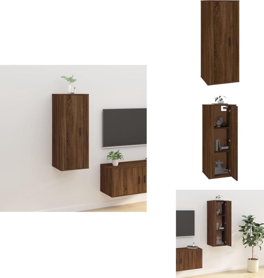 VidaXL Tv-kast Tv-kasten Televisiekast Bijzetkast Tv-wandmeubel 40x34-5x100 cm bruineikenkleurig - Foto 2