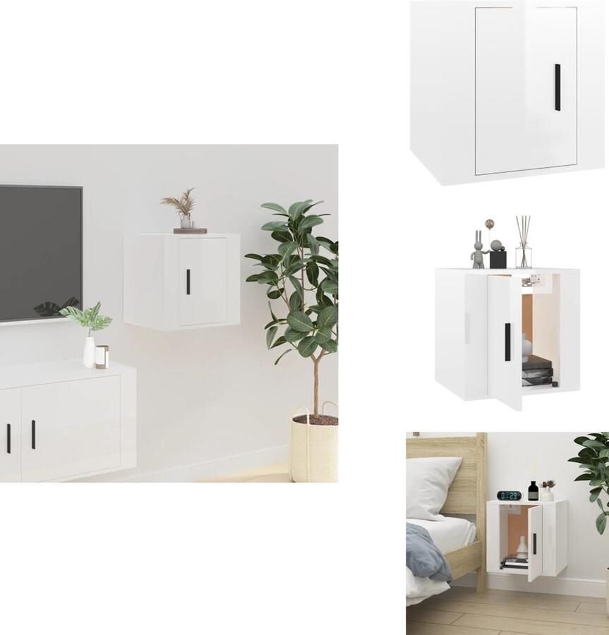 VidaXL Tv-kast Tv-kasten Televisiekast Bijzetkast Tv-wandmeubel 40x34 5x40 cm hoogglans wit - Foto 1