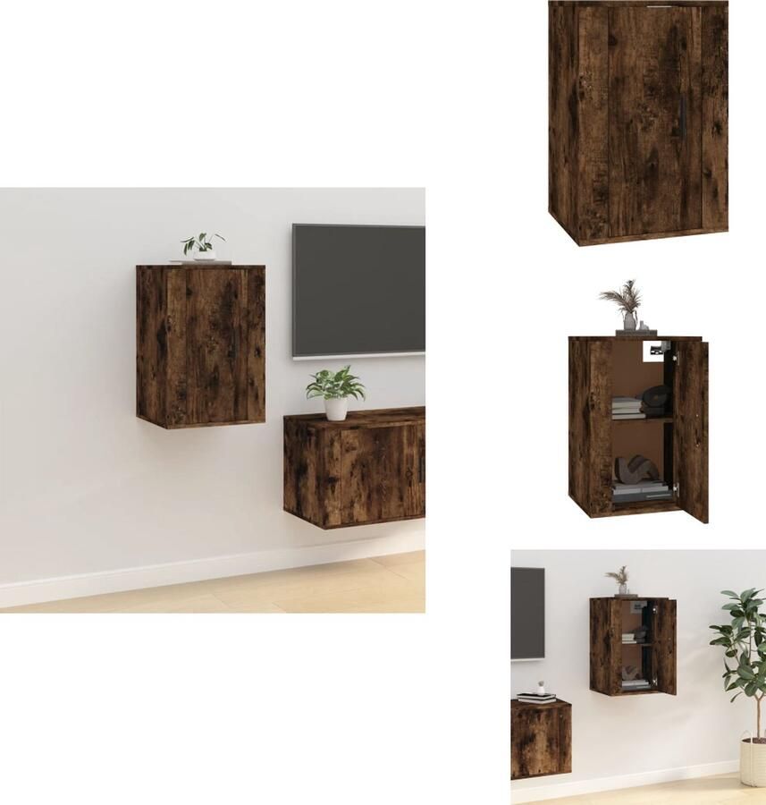 VidaXL Tv-kast Tv-kasten Televisiekast Bijzetkast Tv-wandmeubel 40x34 5x60 cm gerookt eikenkleurig - Foto 2