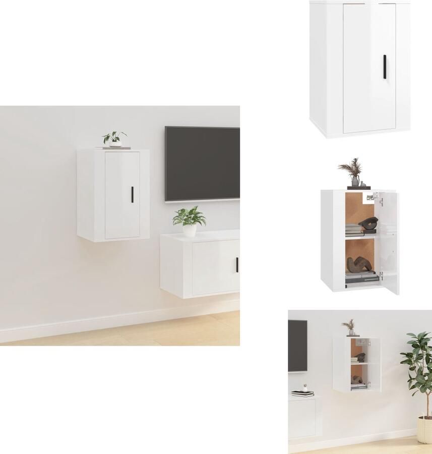 VidaXL Tv-kast Tv-kasten Televisiekast Bijzetkast Tv-wandmeubel 40x34 5x60 cm hoogglans wit