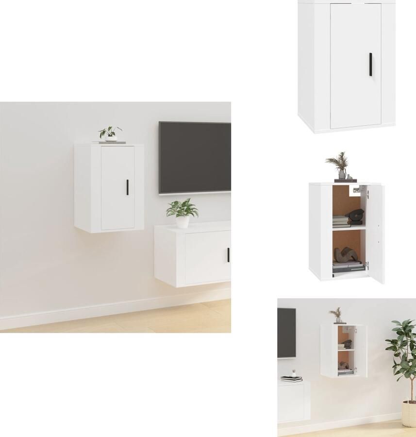 VidaXL TV-Wandmeubel Klassiek design Tv-kast met opbergruimte Wandgemonteerd Multifunctioneel 40x34.5x60cm Wit Kast