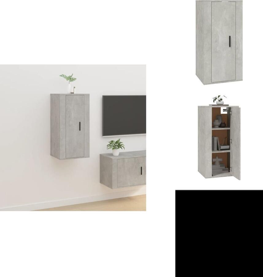 VidaXL Tv-kast Tv-kasten Televisiekast Bijzetkast Tv-wandmeubel 40x34-5x80 cm betongrijs - Foto 2