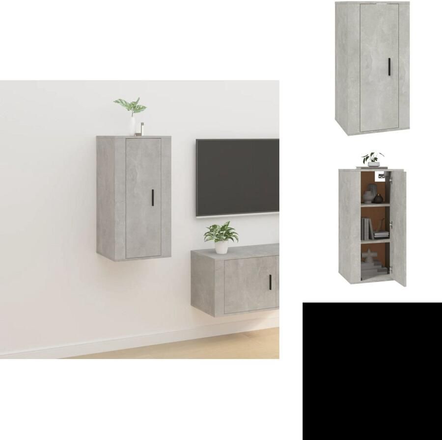 VidaXL Tv-kast Tv-kasten Televisiekast Bijzetkast Tv-wandmeubel 40x34 5x80 cm betongrijs