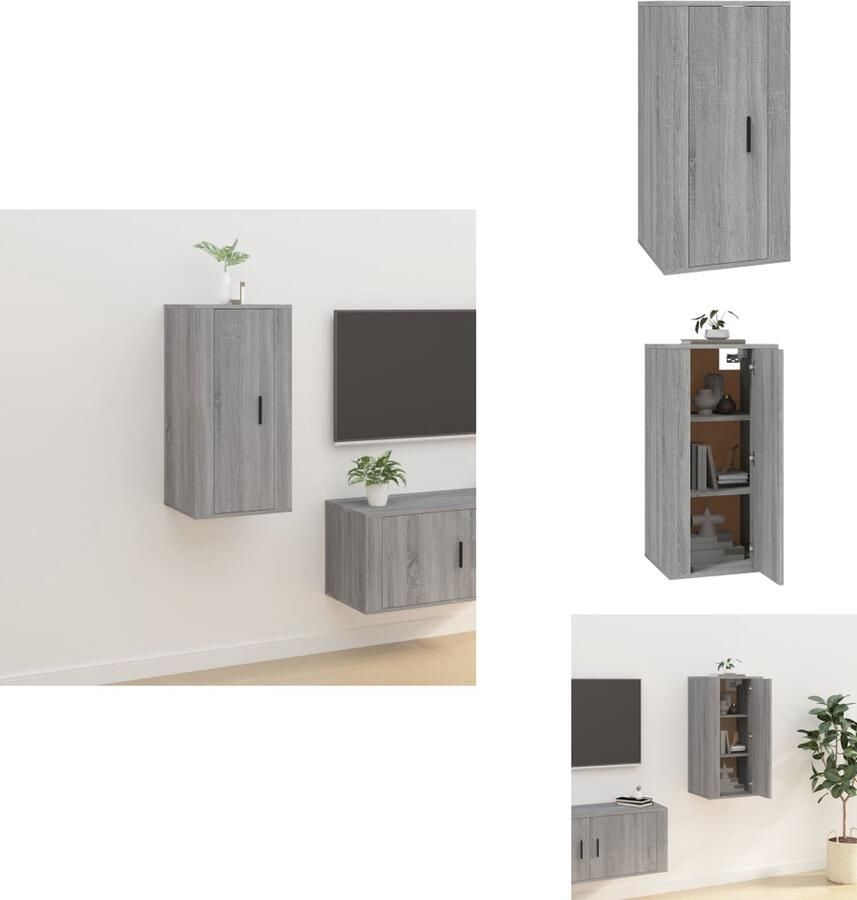 VidaXL Tv-kast Tv-kasten Televisiekast Bijzetkast Tv-wandmeubel 40x34 5x80 cm grijs sonoma eikenkleurig