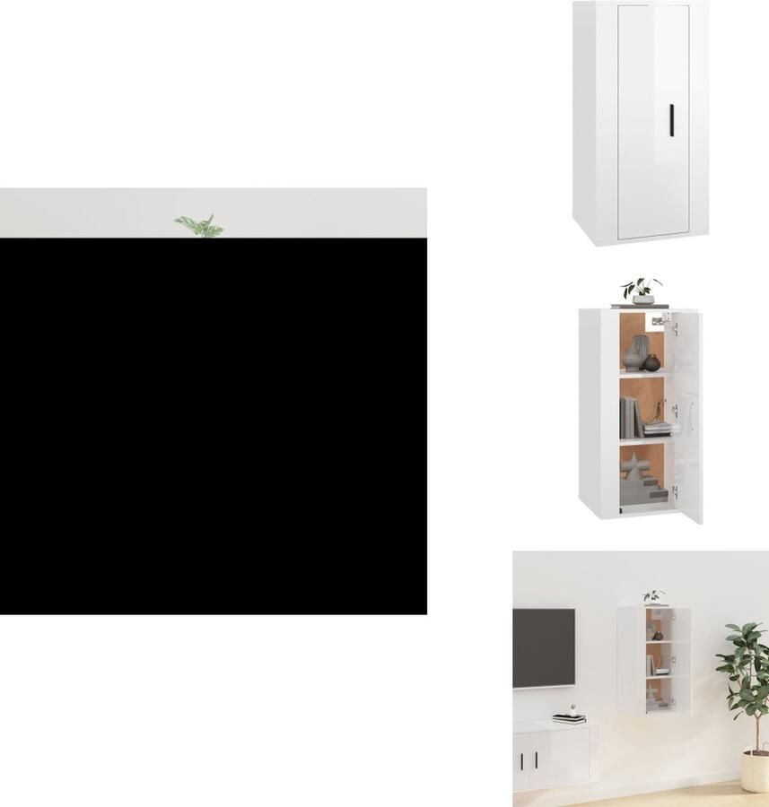 VidaXL Tv-kast Tv-kasten Televisiekast Bijzetkast Tv-wandmeubel 40x34 5x80 cm hoogglans wit
