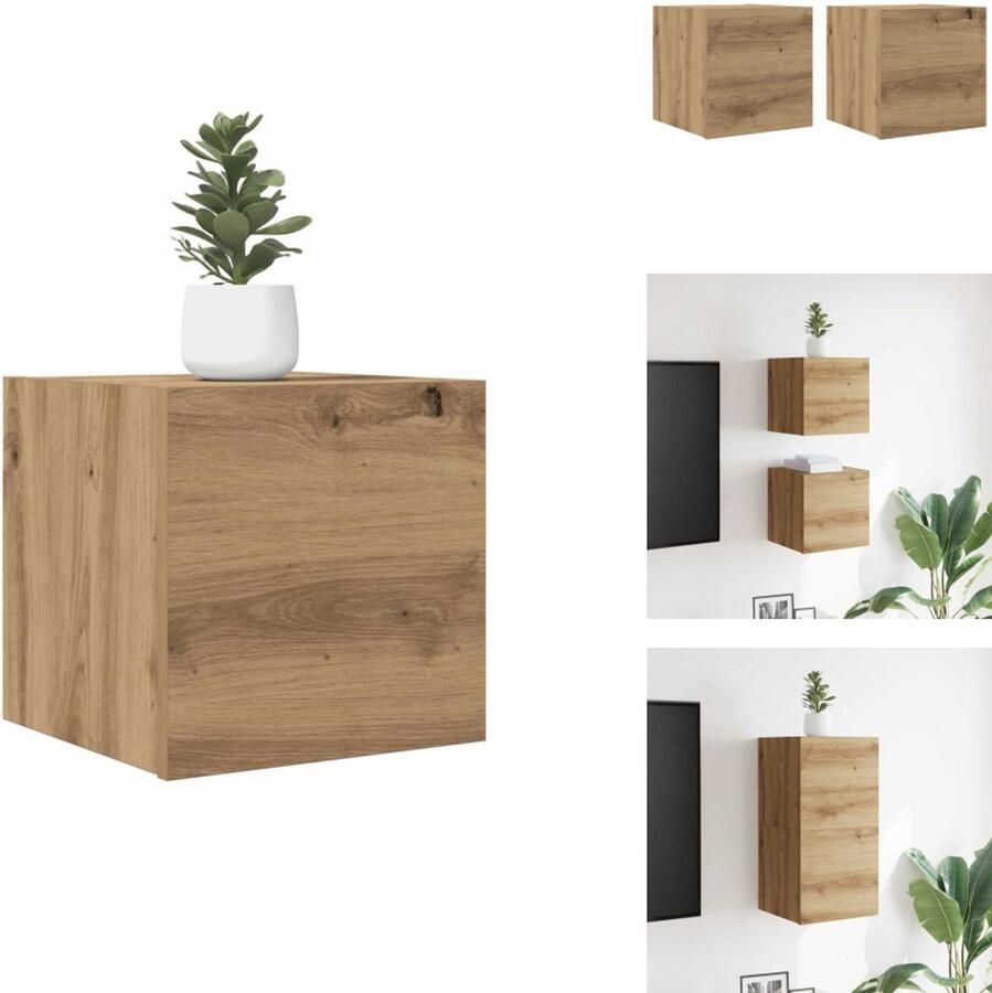 VidaXL Tv-kast Tv-kasten Televisiekast Bijzetkast Tv-wandmeubelen 2 st 30 5x30x30 cm artisanaal eikenkleurig