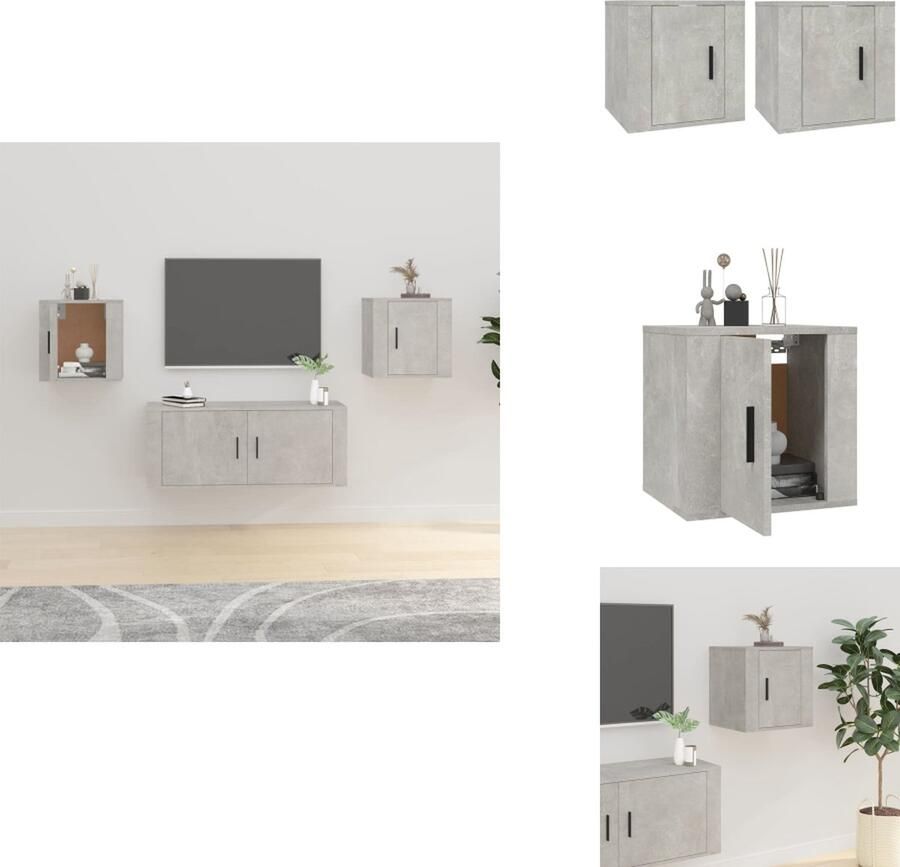 VidaXL Tv-kast Tv-kasten Televisiekast Bijzetkast Tv-wandmeubels 2 st 40x34 5x40 cm betongrijs