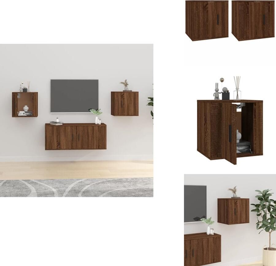 VidaXL Tv-kast Tv-kasten Televisiekast Bijzetkast Tv-wandmeubels 2 st 40x34-5x40 cm bruineikenkleurig