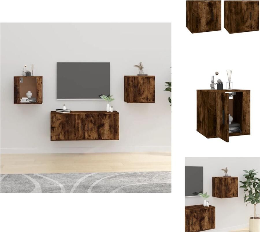 VidaXL Tv-kast Tv-kasten Televisiekast Bijzetkast Tv-wandmeubels 2 st 40x34 5x40 cm gerookt eikenkleurig