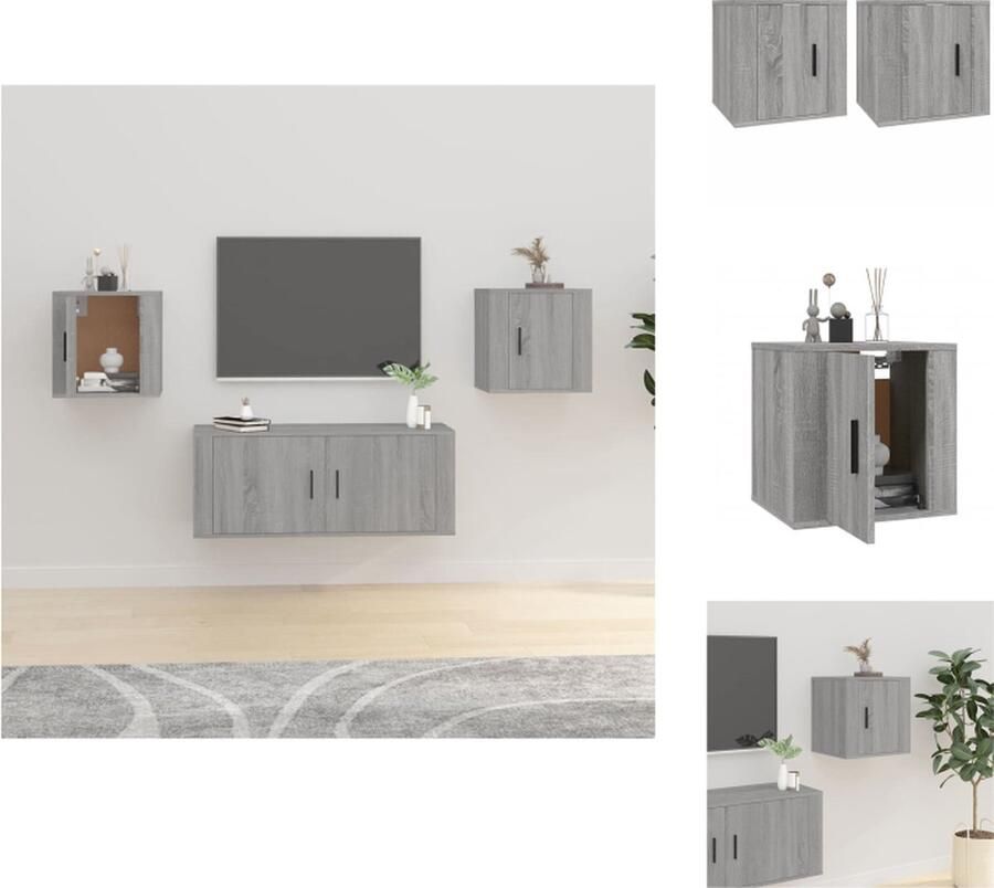 VidaXL Tv-kast Tv-kasten Televisiekast Bijzetkast Tv-wandmeubels 2 st 40x34 5x40 cm grijs sonoma eikenkleurig