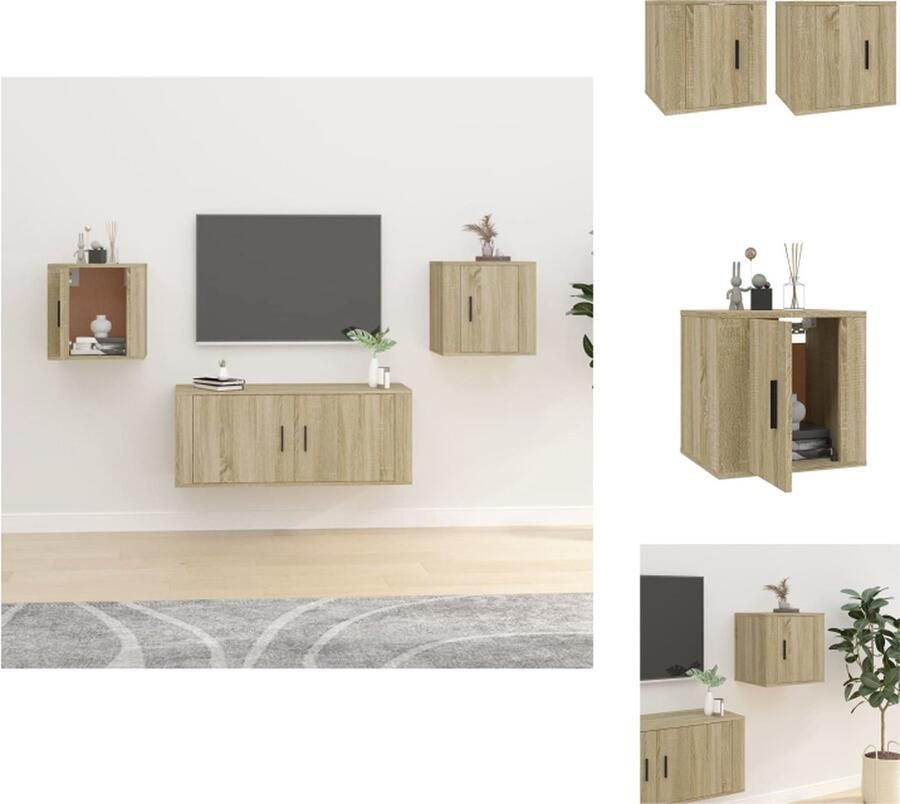 VidaXL Tv-kast Tv-kasten Televisiekast Bijzetkast Tv-wandmeubels 2 st 40x34 5x40 cm sonoma eikenkleurig