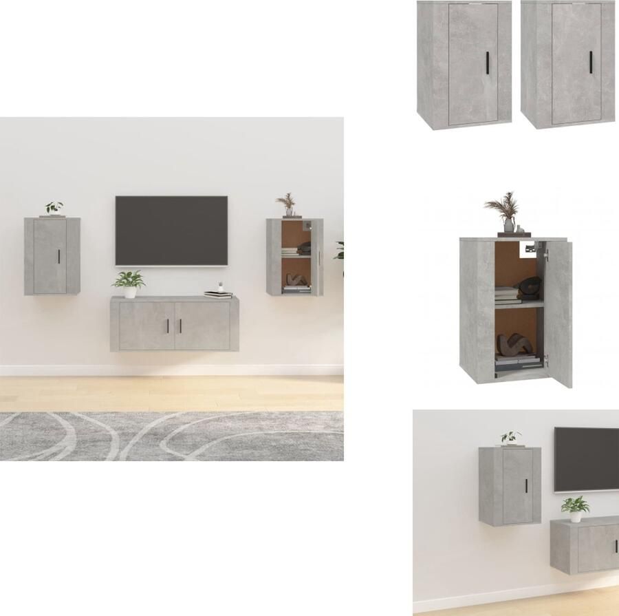 VidaXL Tv-kast Tv-kasten Televisiekast Bijzetkast Tv-wandmeubels 2 st 40x34 5x60 cm betongrijs