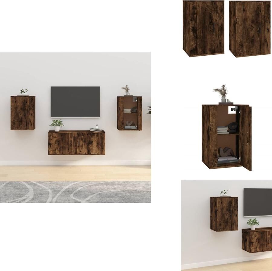 VidaXL Tv-kast Tv-kasten Televisiekast Bijzetkast Tv-wandmeubels 2 st 40x34 5x60 cm gerookt eikenkleurig