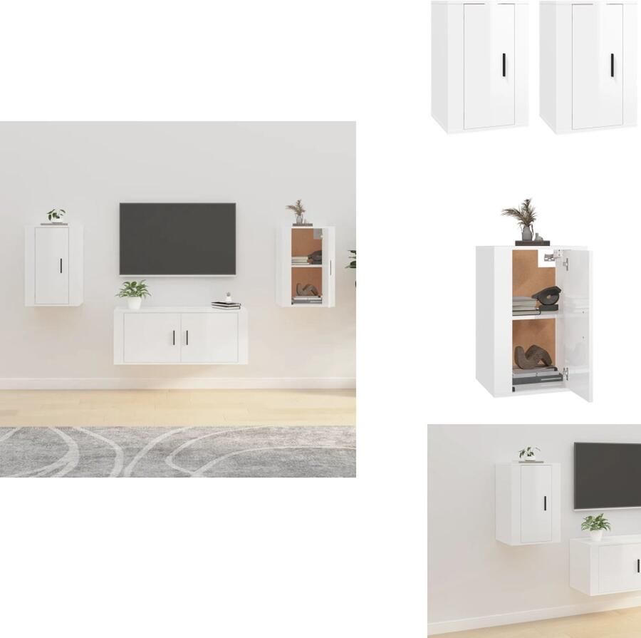 VidaXL Tv-kast Tv-kasten Televisiekast Bijzetkast Tv-wandmeubels 2 st 40x34 5x60 cm hoogglans wit