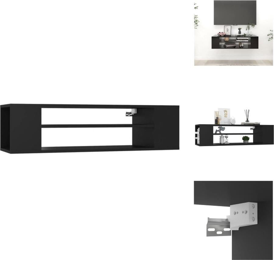 VidaXL Tv-kast Tv-kasten Televisiekast Televisiekasten Tv-hangmeubel 100x30x26 5 cm bewerkt hout zwart - Foto 2