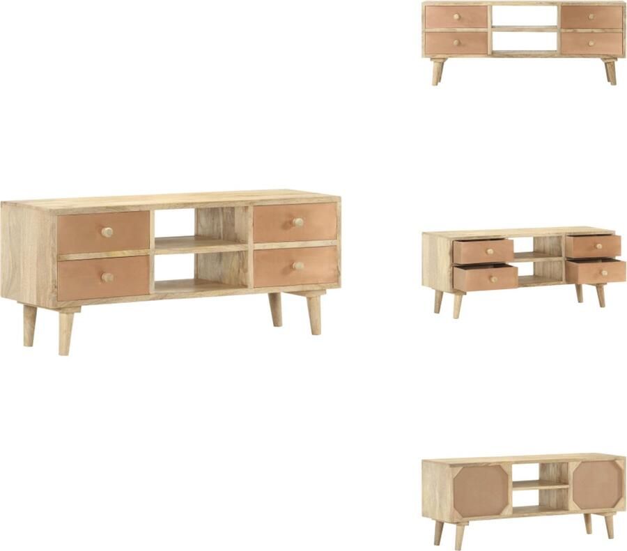 VidaXL Tv-kast Tv-kasten Televisiekast Televisiekasten Tv-meubel 110x30x45 cm massief mangohout