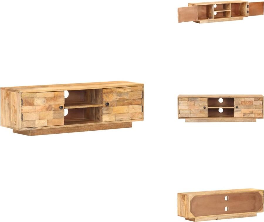 VidaXL Houten TV-meubel Klassiek Meubel Afmeting- 116 x 30 x 35 cm Materiaal- Massief mangohout Kast