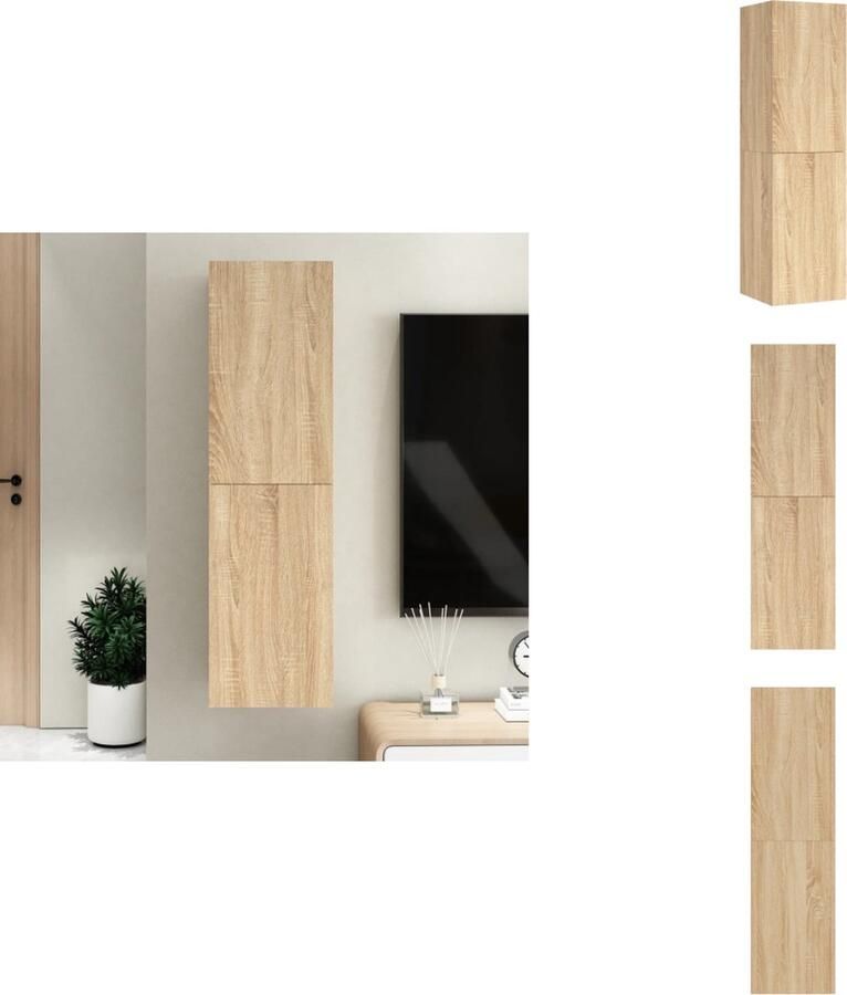 VidaXL Hangende televisiekast Trendy en praktisch Wandmeubel Afmetingen- 30.5 x 30 x 110 cm Materiaal- Spaanplaat Kleur- Sonoma eiken Kast