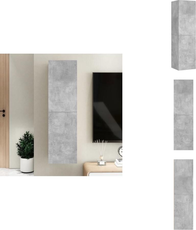 VidaXL Tv-kast Tv-kasten Televisiekast Televisiekasten Tv-meubel 30 5x30x110 cm bewerkt hout betongrijs