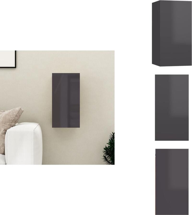 VidaXL Tv-kast Tv-kasten Televisiekast Televisiekasten Tv-meubel 30 5x30x60 cm bewerkt hout hoogglans grijs