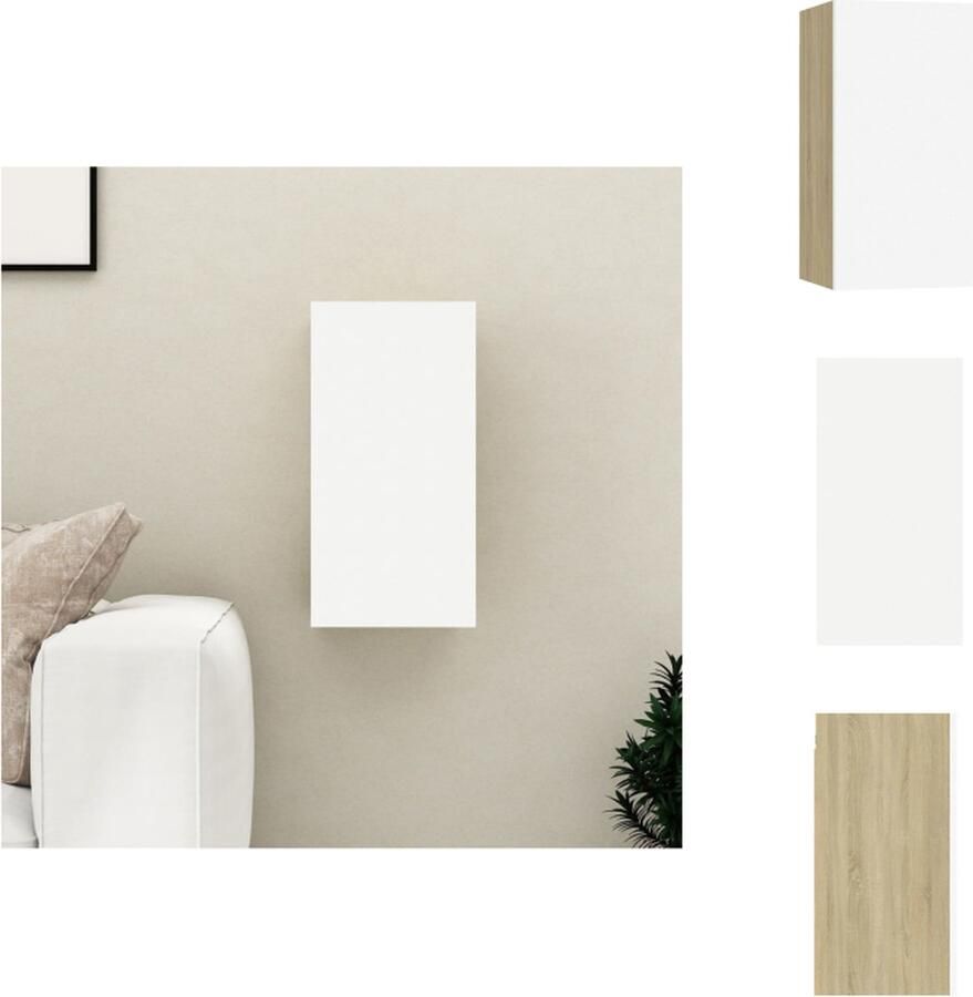 VidaXL Tv-kast Tv-kasten Televisiekast Televisiekasten Tv-meubel 30 5x30x60 cm bewerkt hout wit en sonoma eikenkleurig