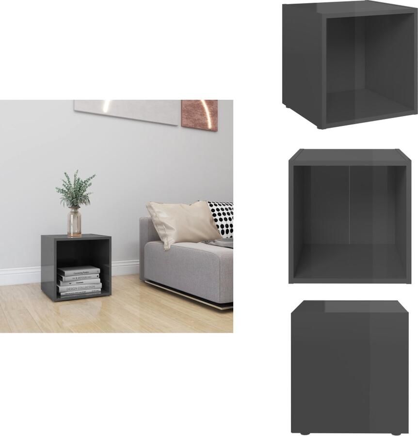 VidaXL Tv-kast Tv-kasten Televisiekast Televisiekasten Tv-meubel 37x35x37 cm bewerkt hout hoogglans grijs