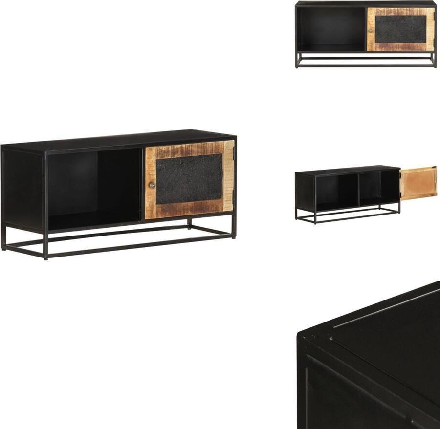 VidaXL Televisiemeubel Industriële Stijl 90x30x40 cm Ruw Mangohout Ijzer Geen montage Kast