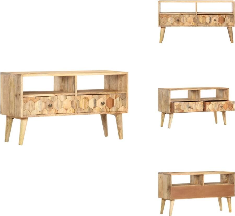 VidaXL Tv-kast Tv-kasten Televisiekast Televisiekasten Tv-meubel 90x30x50 cm massief mangohout