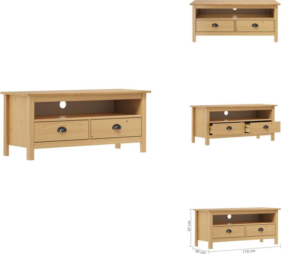 VidaXL Tv-kast Tv-kasten Televisiekast Televisiekasten Tv-meubel Hill 110x40x47 cm grenenhout honingbruin