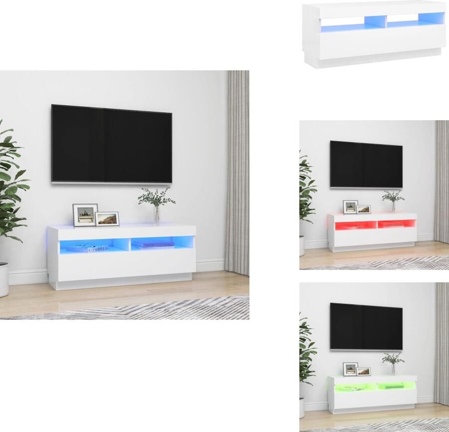 VidaXL Tv-kast Tv-kasten Televisiekast Televisiekasten Tv-meubel met LED-verlichting 100x35x40 cm wit